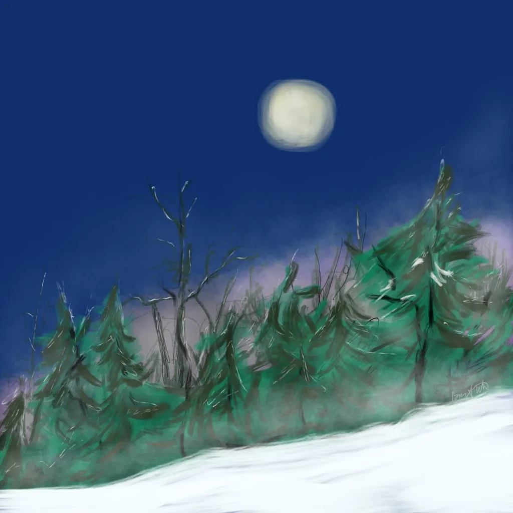 Bus Winter Moon